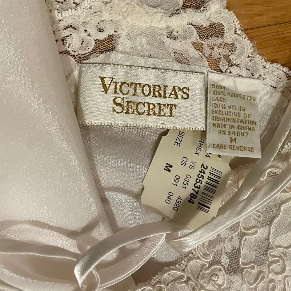 Vintage Deadstock Victoria’s Secret Satin Bridal Nightgown | Pearls, Sequins, M